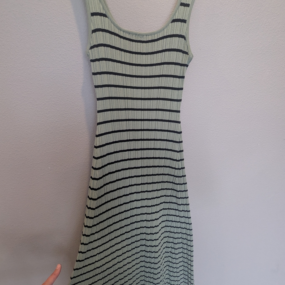 Workshop Republic Clothing Olive and Black Striped Midi Dress
